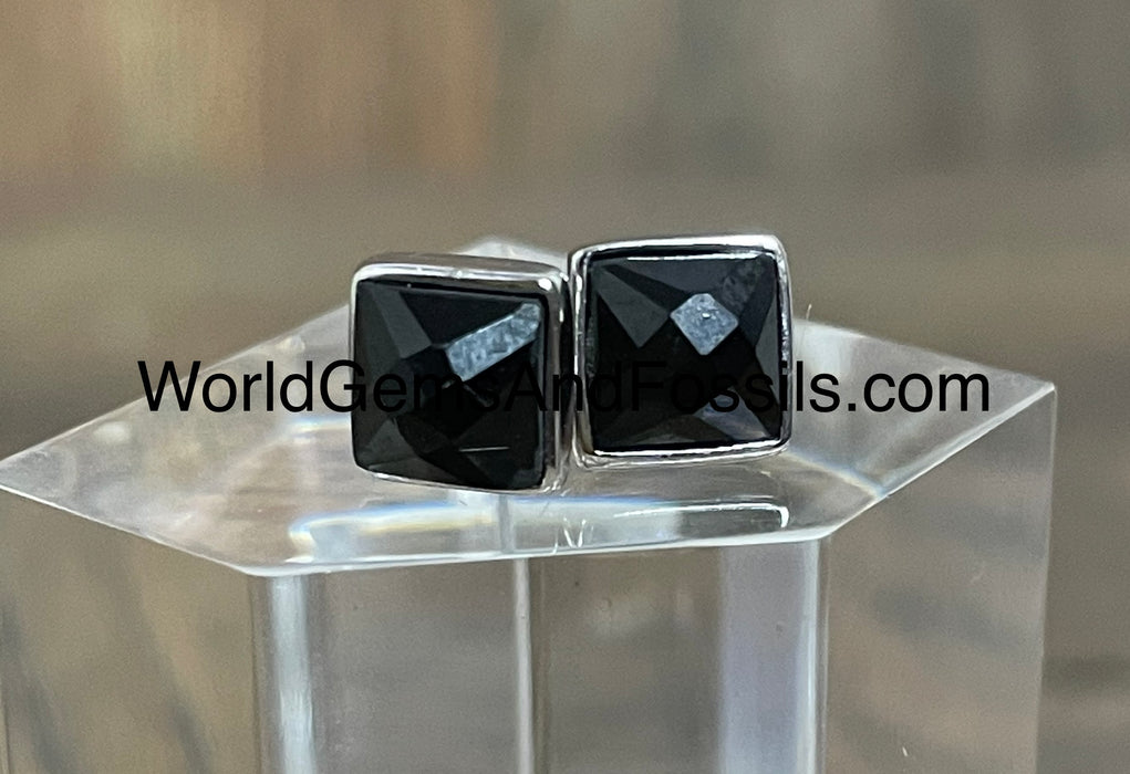 Black Onyx Stud Earring Sterling Silver