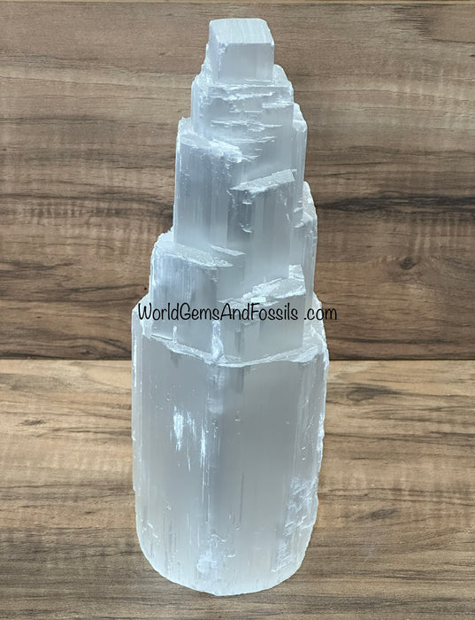 8" Selenite Single Tower Lamps With Cord And Bulb