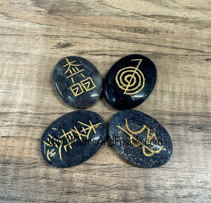 Black Obsidian Reiki Engraved Smooth Stones