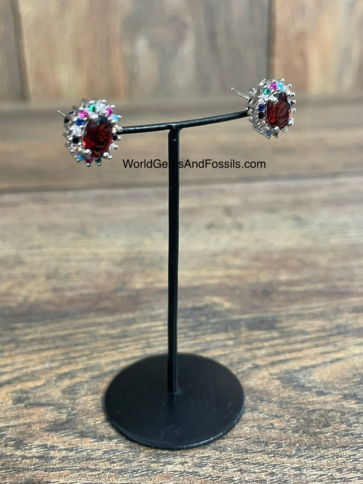 Garnet Earring Sterling Silver