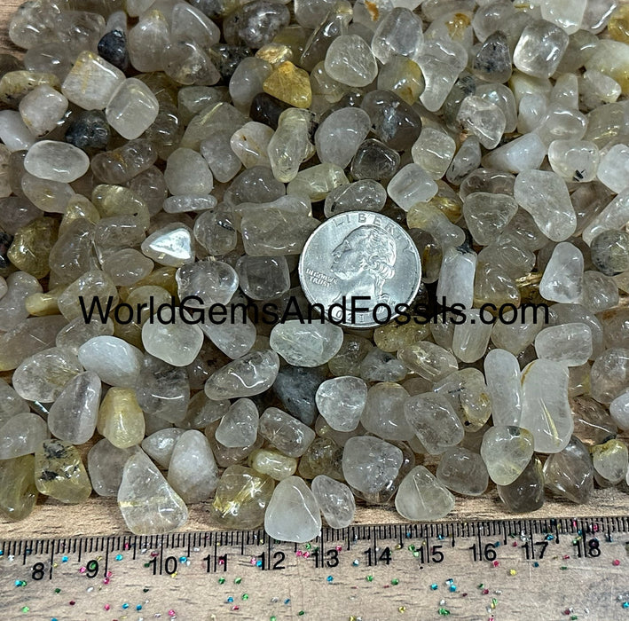 Rutile Quartz Chip Stones 7-12mm 1 lb