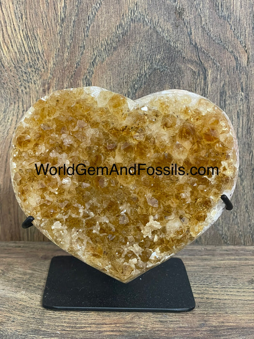 Citrine Druze Heart On Stand 4.5”  #17