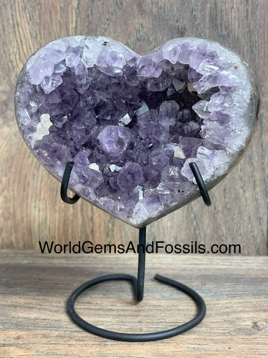 Amethyst Druze Heart On Stand 3.75”  #13