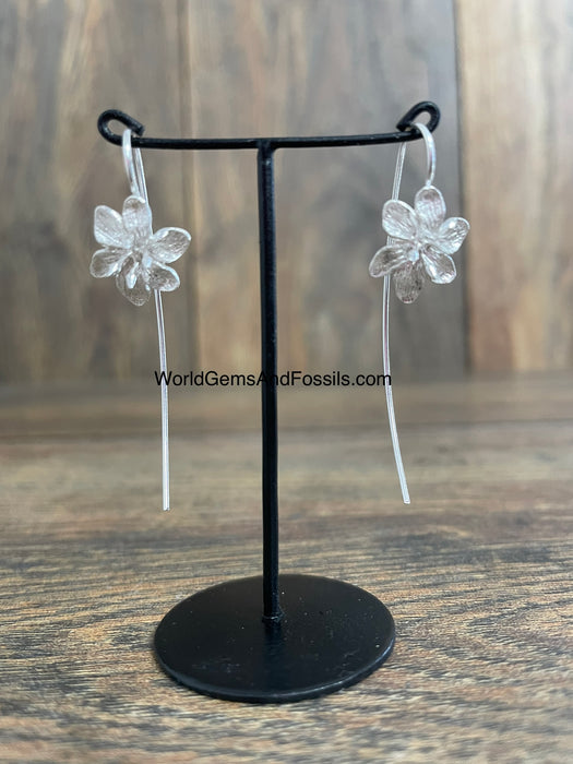 Flower Earring Sterling Silver 15mm Long Stem