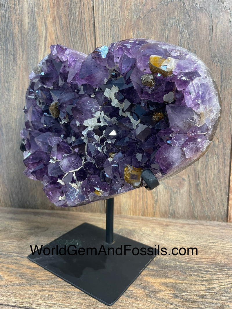 Amethyst Druze Heart On Stand 9”
