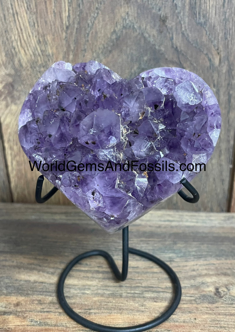 Amethyst Druze Heart On Stand 4”