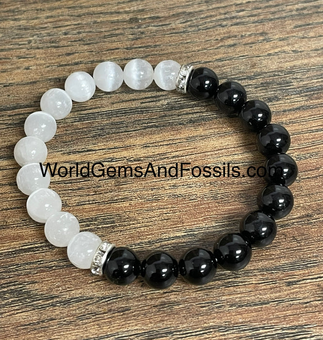 Selenite Black Tourmaline Bracelet 8mm