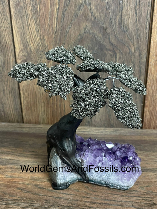 Pyrite Tree On Amethyst Base