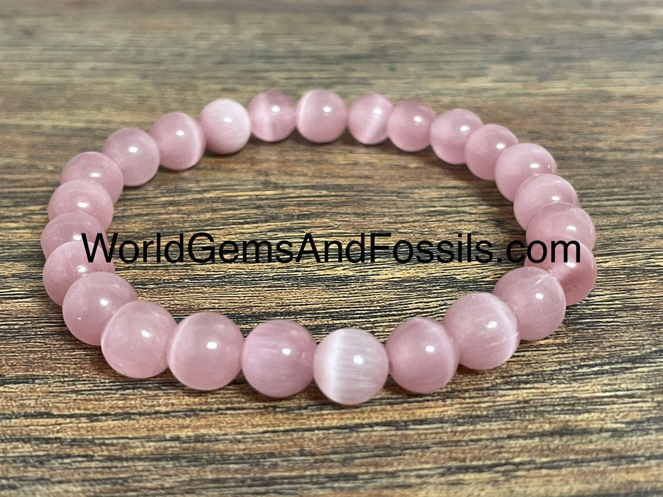 Pink Cat's Eye Bracelet 8mm