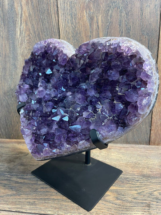 Amethyst Druze Heart On Stand 8.5”   #50