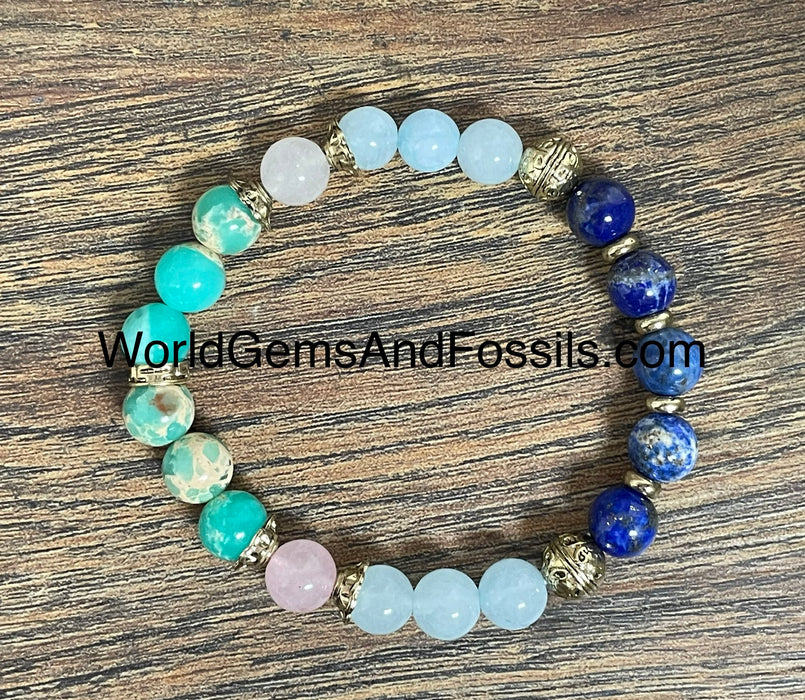 Aquamarine Imperial Lapis Bracelet 8mm