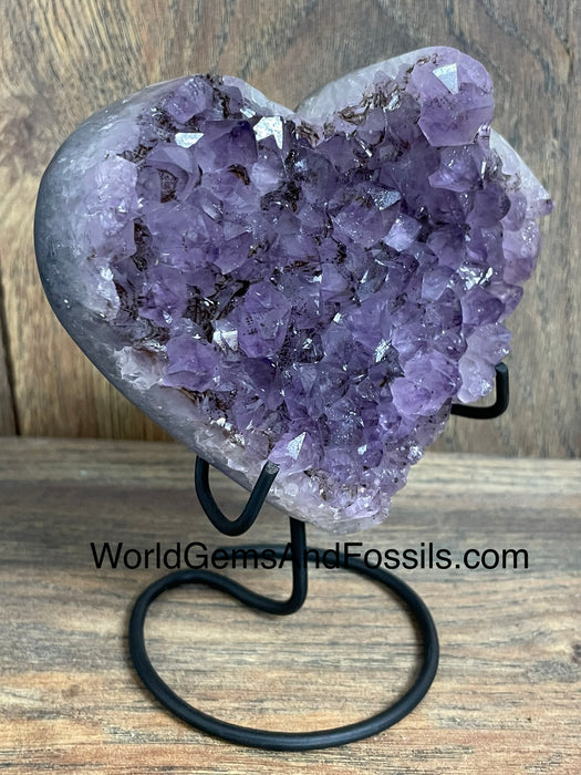 Amethyst Druze Heart On Stand 4”  #16