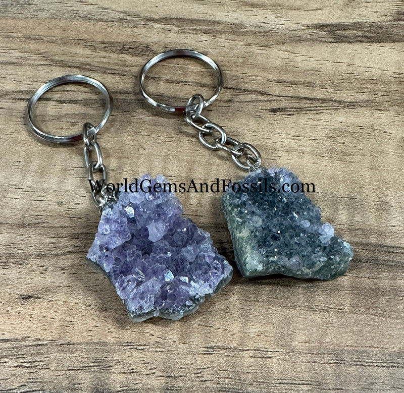 Amethyst Druze Keychain