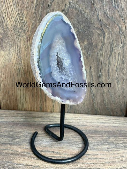 Aura Agate Geode On Stand Box