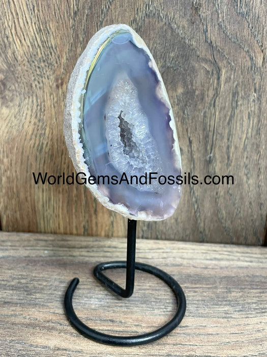 Aura Agate Geode On Stand