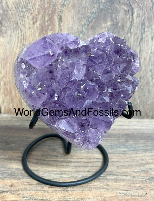 Amethyst Druze Heart On Stand 3” #24