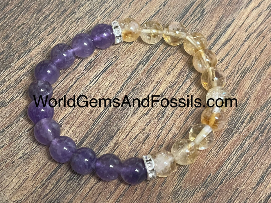 Citrine Amethyst Bracelet 8mm