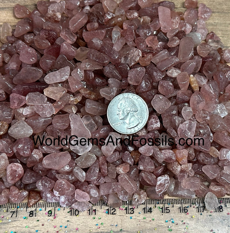 Strawberry Quartz Chip Stones 7-12mm 1 lb