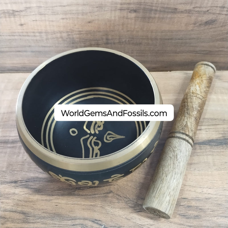 Black Sanskrit Prayer Singing Bowl 5"