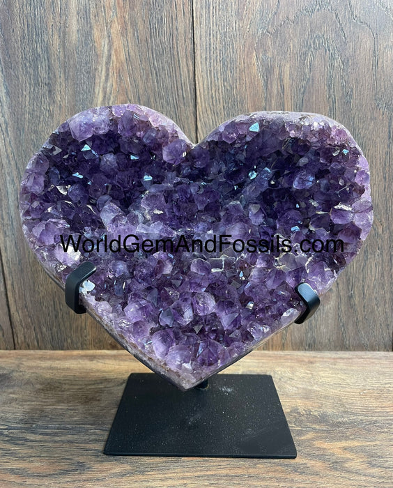 Amethyst Druze Heart On Stand 8.5”   #50