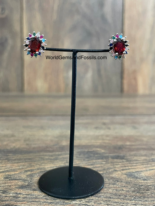 Garnet Earring Sterling Silver