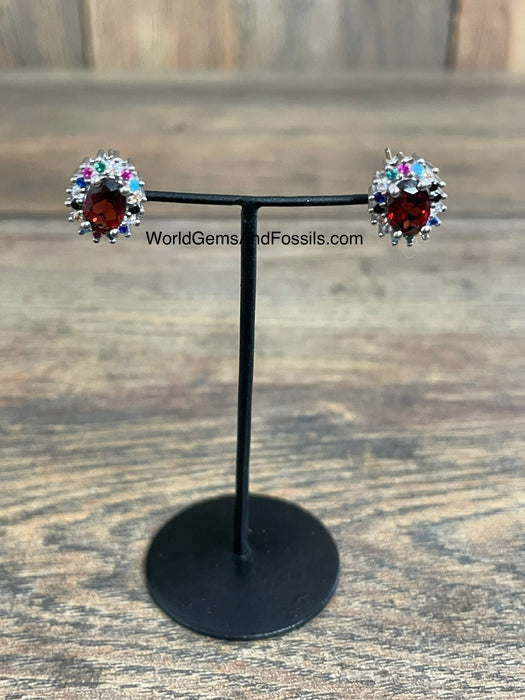 Garnet Earring Sterling Silver