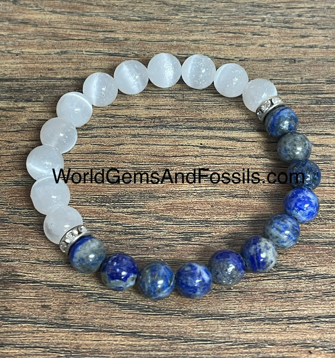 Selenite Lapis Bracelet 8mm