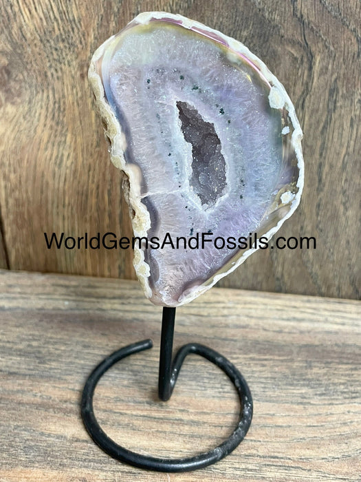 Aura Agate Geode On Stand Box