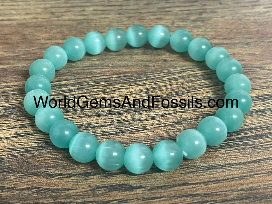 Aqua Blue Cat's Eye Bracelet 8mm