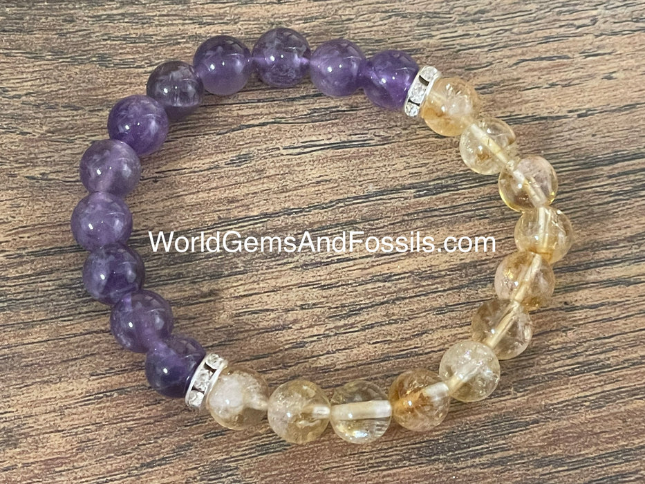 Citrine Amethyst Bracelet 8mm