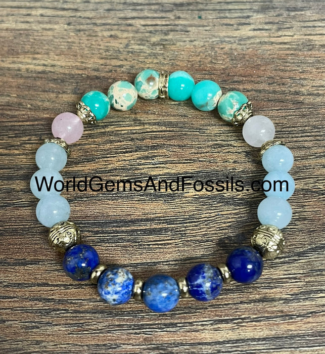 Aquamarine Imperial Lapis Bracelet 8mm