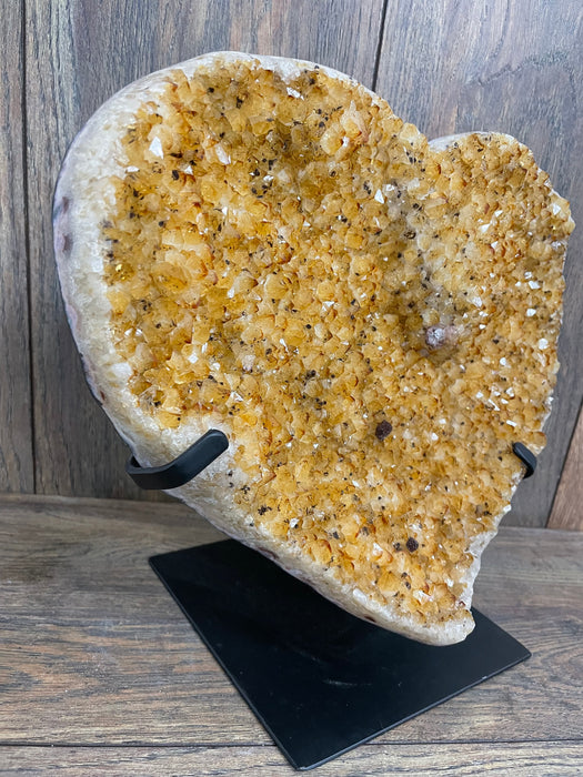 Citrine Druze Heart On Stand 13”