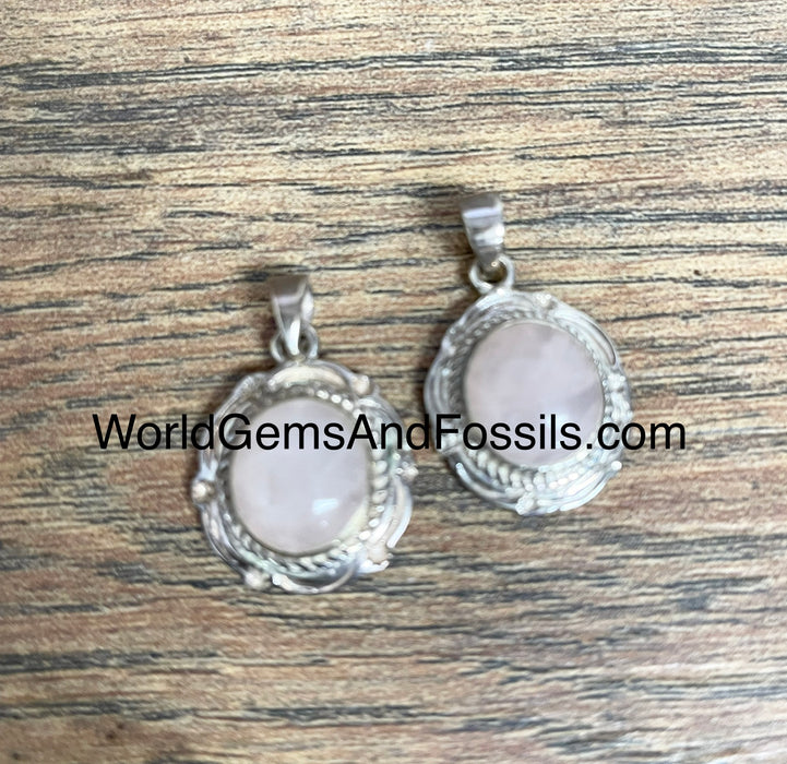 Rose Quartz Pendant Sterling Silver