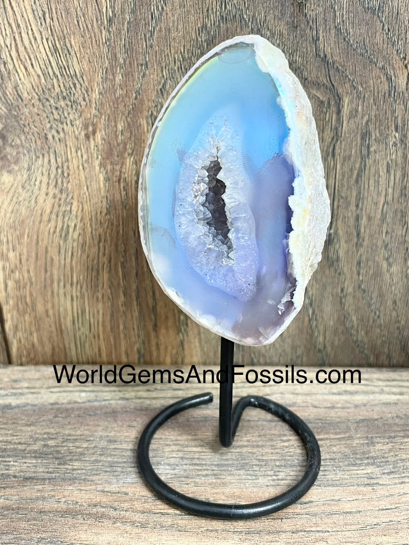 Aura Agate Geode On Stand