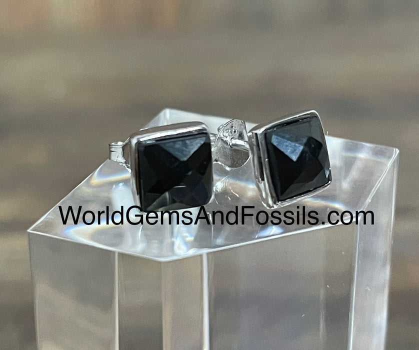 Black Onyx Stud Earring Sterling Silver