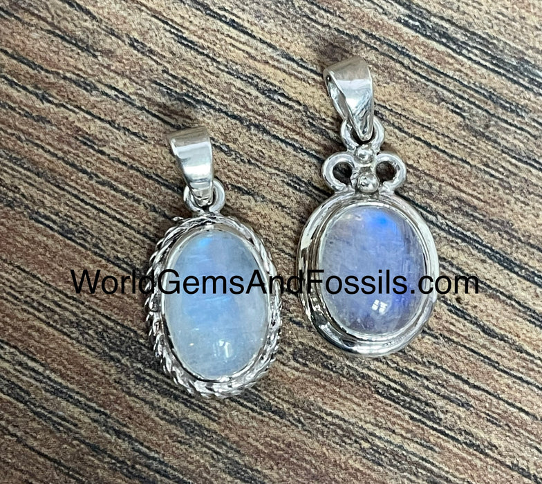 Rainbow Moonstone Pendant Sterling Silver