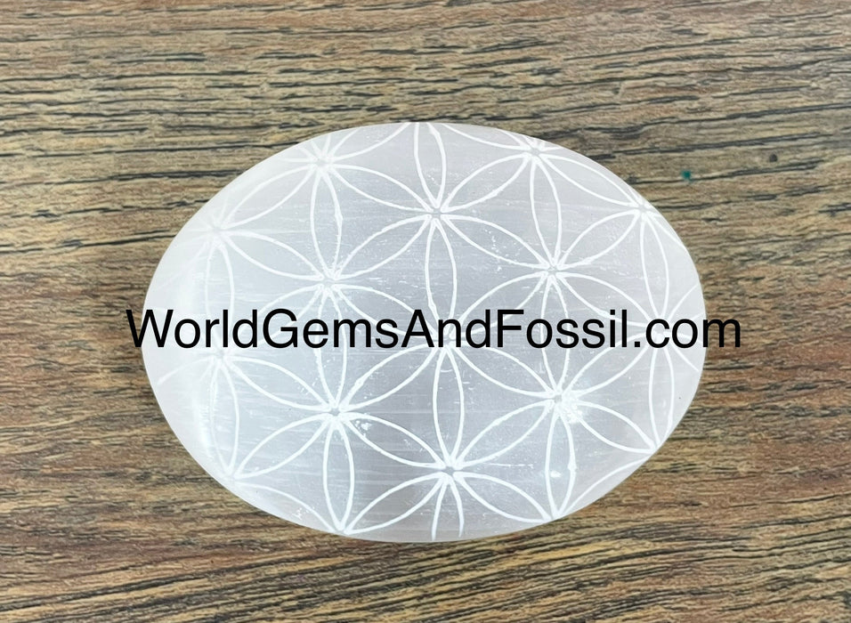 Flower Of Life Selenite Palm Stone  Box/100Pcs