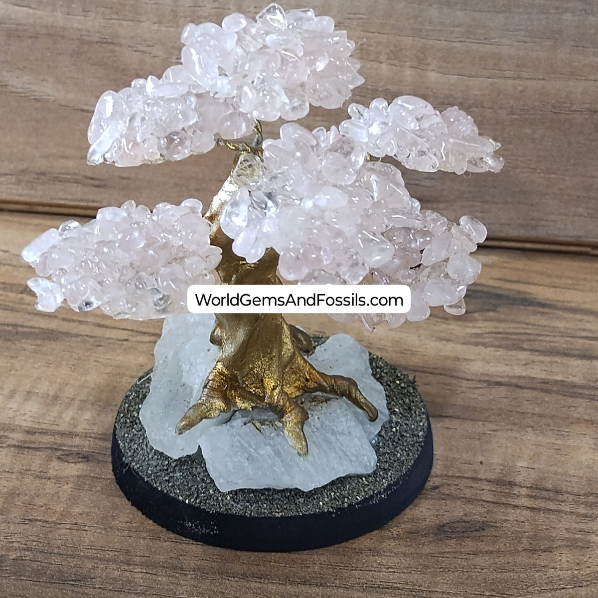 Rose Quartz Bonsai Gem Tree On Crystal Base — World Gems And Fossils
