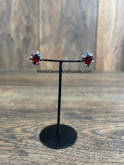 Garnet Earring Sterling Silver