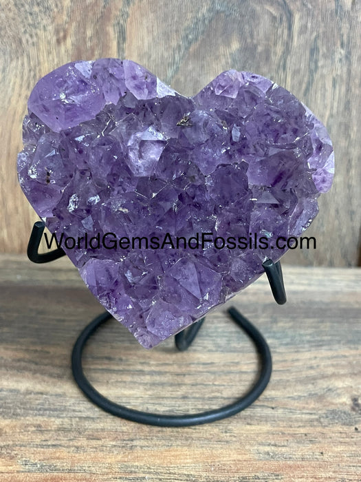 Amethyst Druze Heart On Stand 3” #24