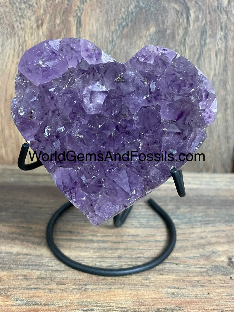 Amethyst Druze Heart On Stand 3”