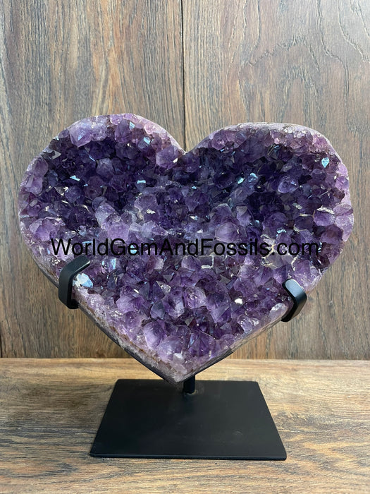 Amethyst Druze Heart On Stand 8.5”   #50