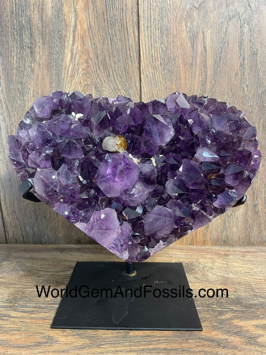 Amethyst Druze Heart On Stand 8”   #52