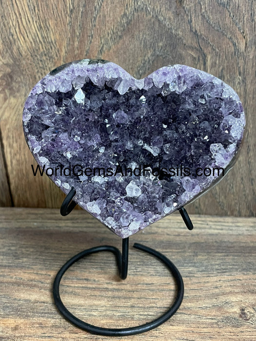 Amethyst Druze Heart On Stand 4”  #17