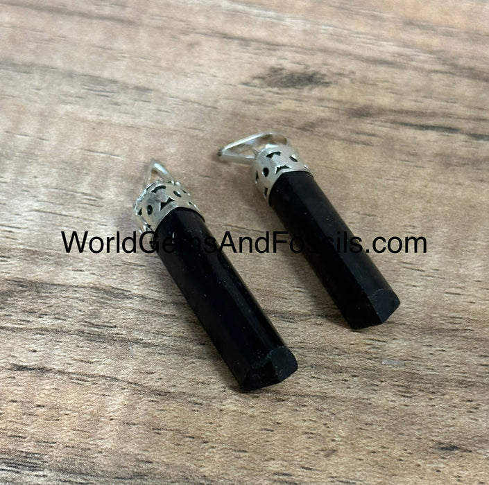 Black Tourmaline Pendant Pencil Point