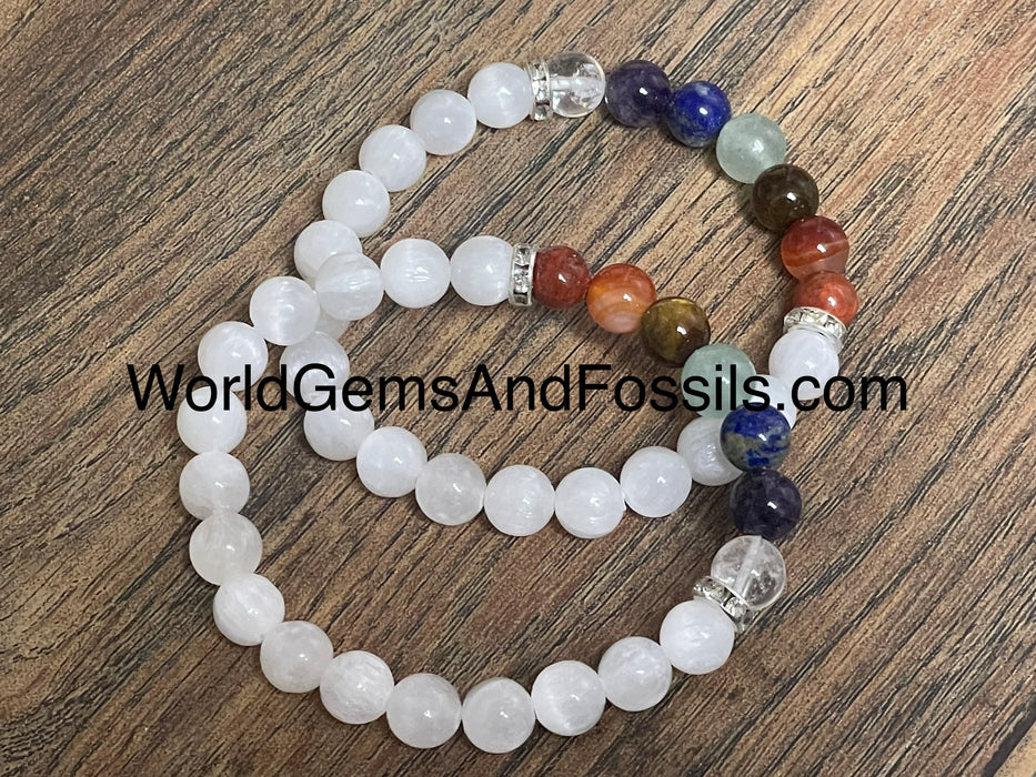 Chakra Selenite Bracelet 8mm