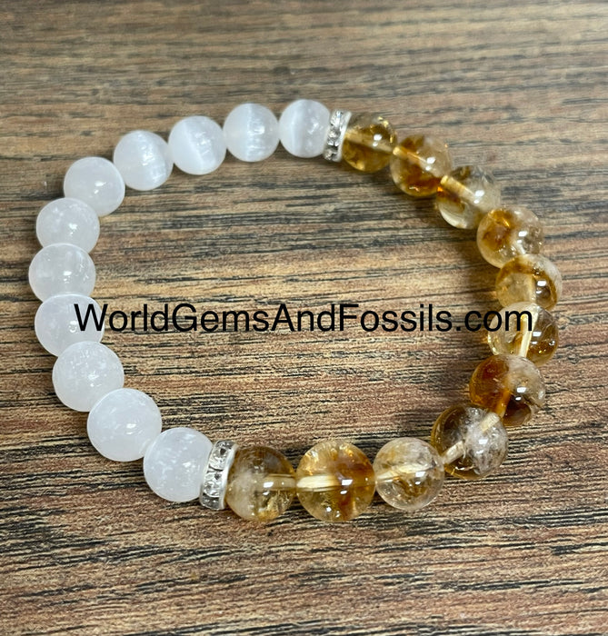 Selenite Citrine Bracelet 8mm