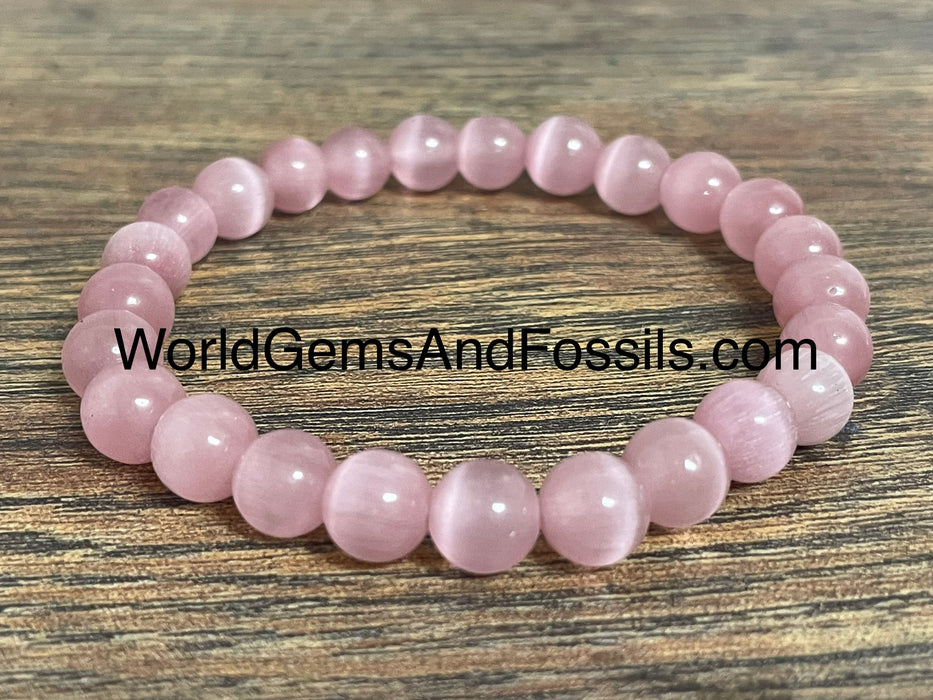 Pink Cat's Eye Bracelet 8mm