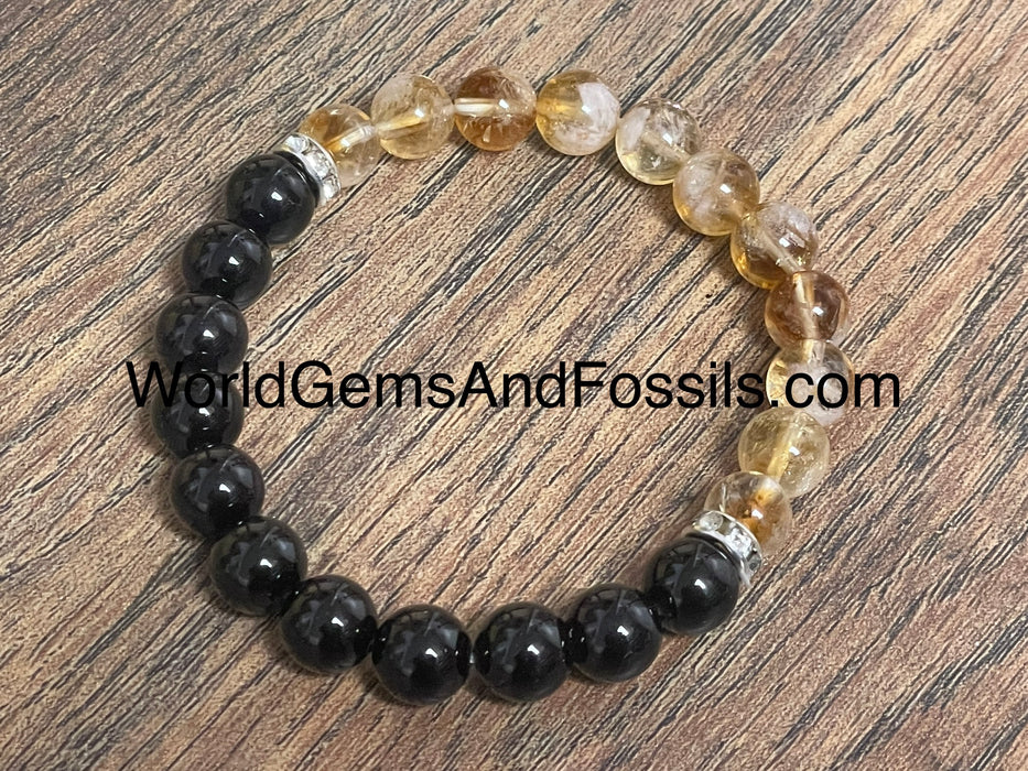 Black Tourmaline Citrine Bracelet 8mm