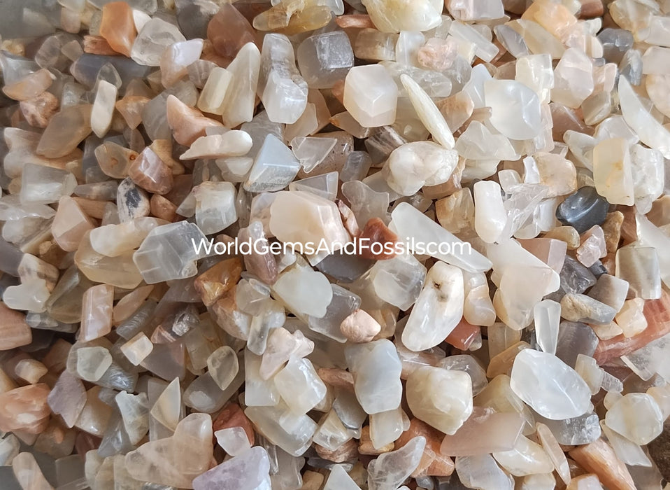 Multi Color Moonstone Chip Stones Mix  6-9mm 1 lb